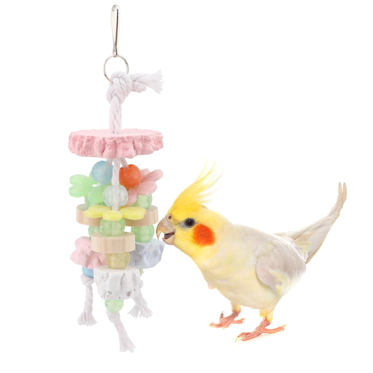 Hypeety Wooden Blocks Bird Chew Toys Natural Hanging Chewing Toy with Bells