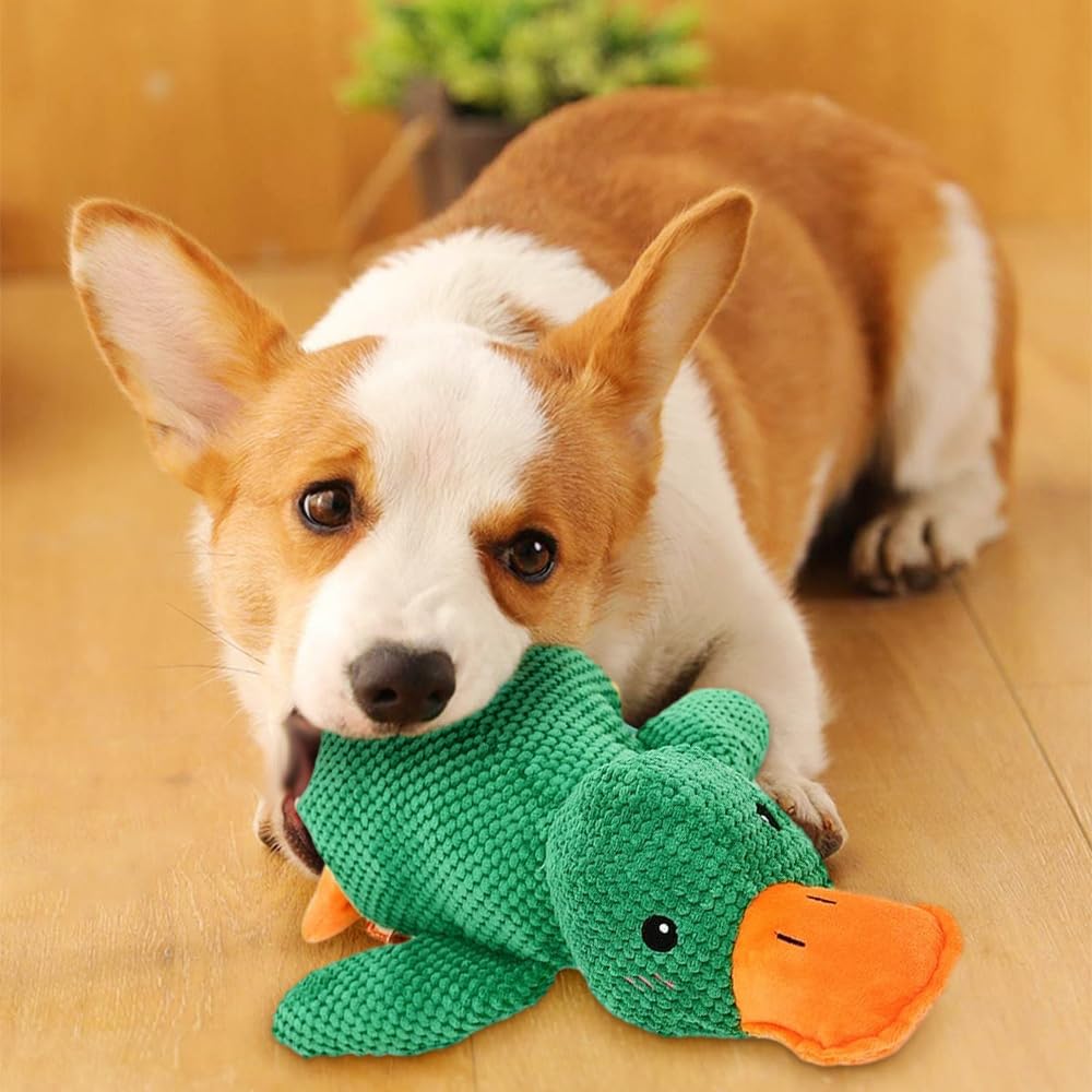 jitaty Dog Toys for Aggressive Chewers,2025 Upgraded Dog Chew Toys for Small Large Dogs,Indestructible Puppy Teething Toys,Plush Yellow Stuffed Duck Toy (Yellow+Pink, Medium)
