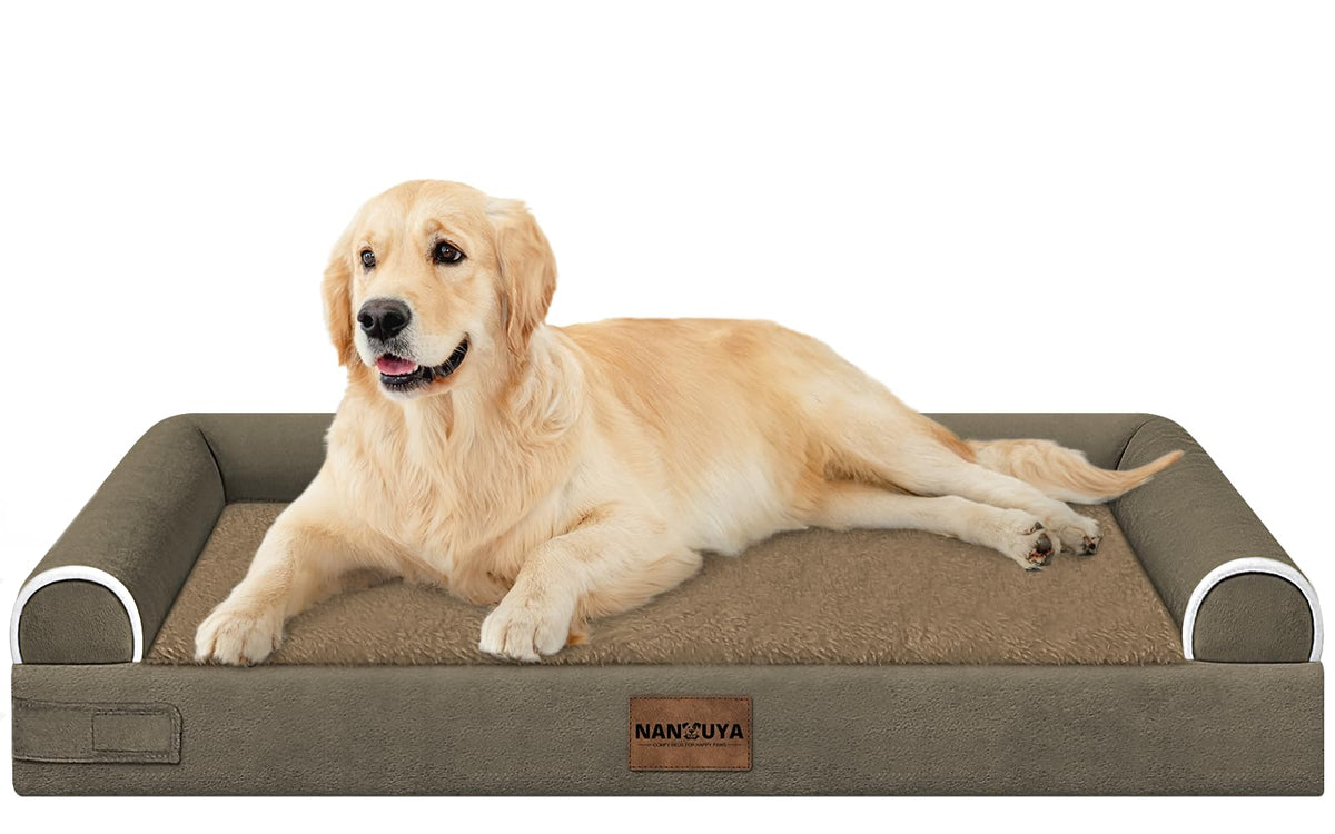NANUYA Orthopedic Dog Bed for Jumbo Dogs, 48 x 33 Inch, Light Grey