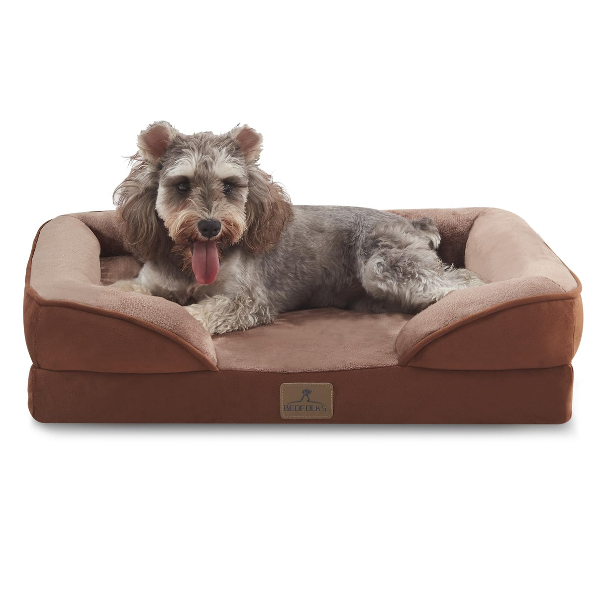 Bedfolks Orthopedic Dog Bed, Big Waterproof Dog Sofa Bed for Large Dogs, Egg Foam Pet Couch Bed with Removable Washable Cover and Nonslip Bottom, Black
