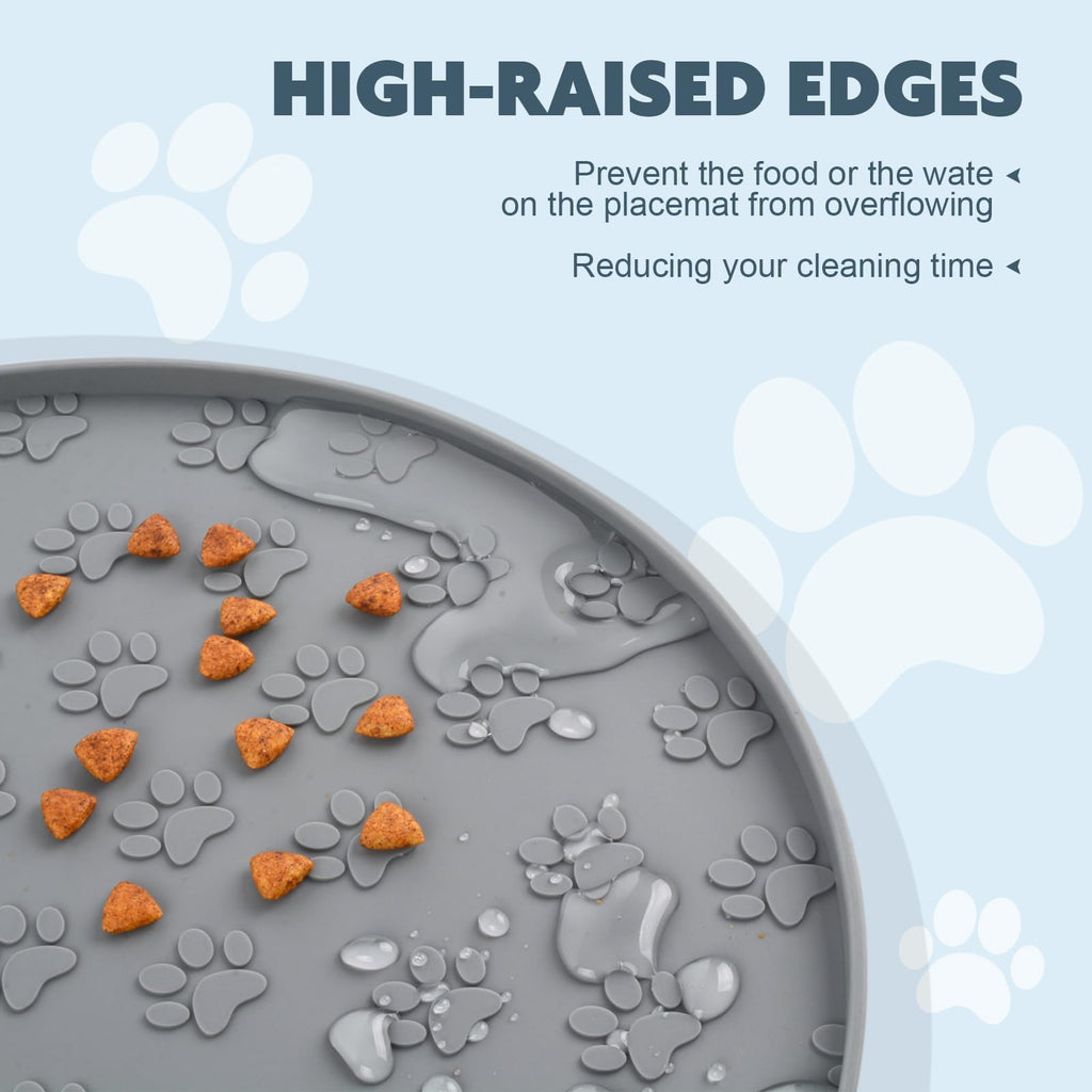 SUNLAND Silicone Pet Food Mat Dog Cat Feeding Bowl Mats Grey