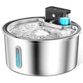 PawPoll Wireless Cat Water Fountain Stainless Steel - 3.2L/108oz Cordless Pet Water Fountain Battery Operated Cat Water Dispenser Ultra Silent Rechargeable Water Fountains for Cats and Dogs