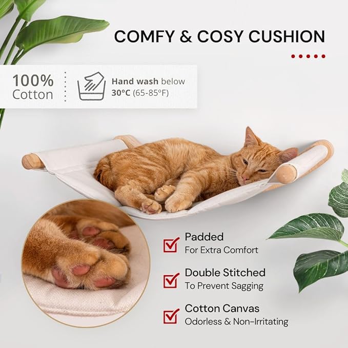 7 Ruby Road Cat Wall Shelves for Large Cats - Hammock and Steps Set