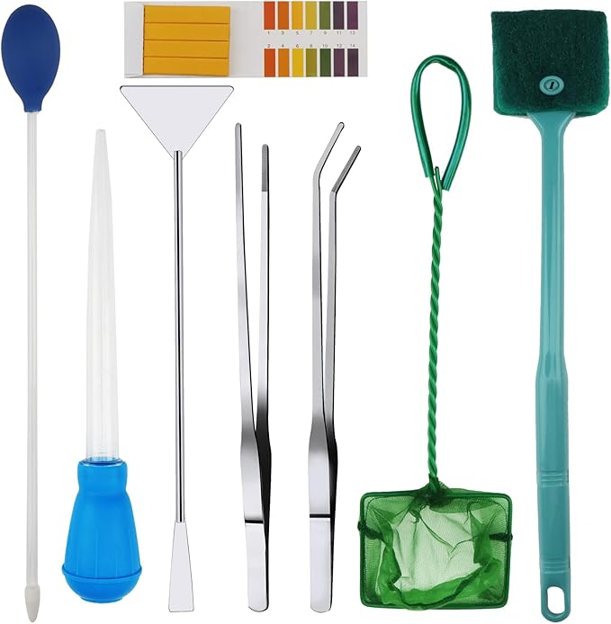 PietyPet Fish Tank Cleaning Tools, 6 pcs Aquarium Cleaning Tools, Feeder Tools Kit, Aquarium Plants Cleaner, Algae Scraper for Glass Aquariums