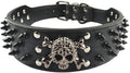 Serijoars Spiked Studded Dog Collar, PU Leather Dog Collar, Adjustable Pet Collars for Medium or Large Breed Pet (L, Black2)
