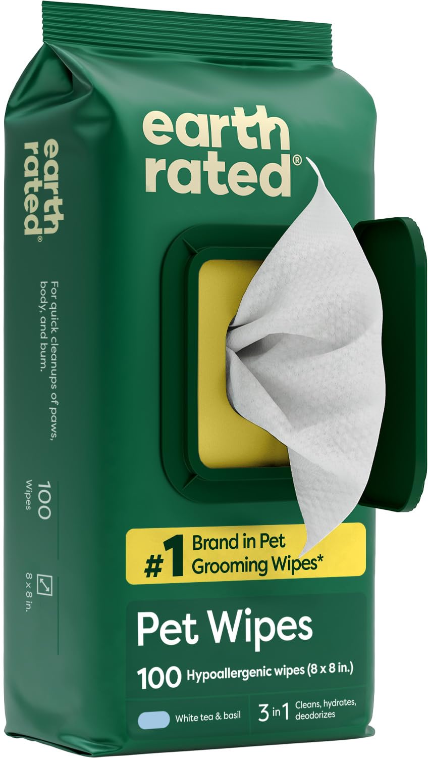 Earth Rated Dog Ear Wipes, Vet Developed, Wild Oat, for Dirt & Wax, 70ct
