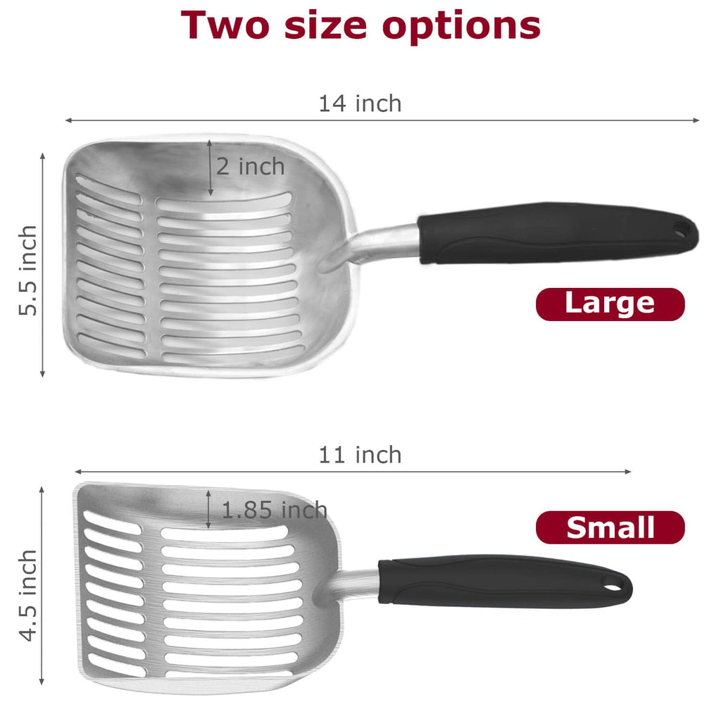 Frxat Cat Litter Scoop, Kitty Metal Scooper, Aluminum Alloy Sifter, Kitten Pooper Lifter, Deep Shovel, Long Handle, Poop Sifting, Durable, Heavy Duty, for Litter Box