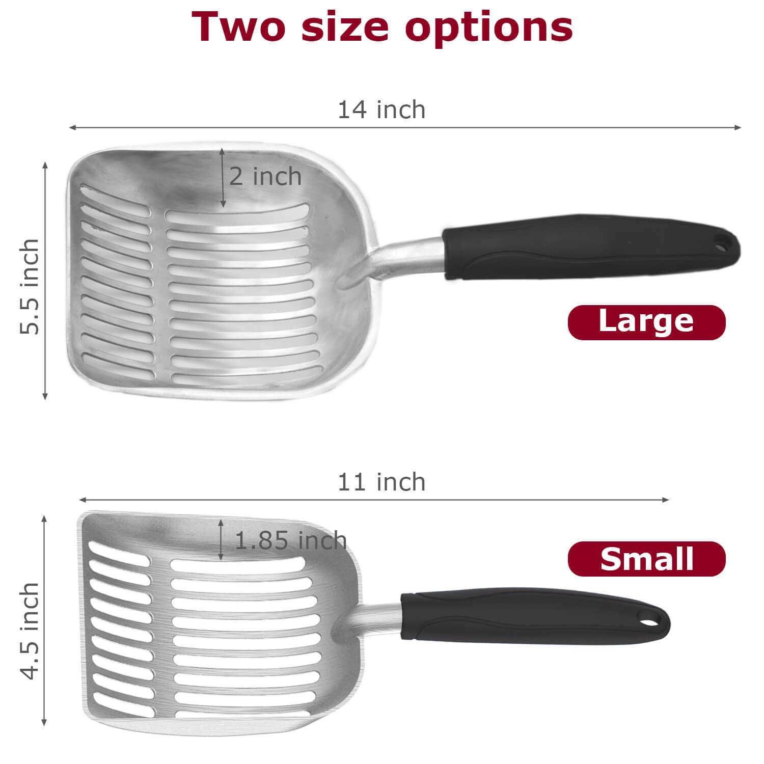 Frxat Cat Litter Scoop, Kitty Metal Scooper, Aluminum Alloy Sifter, Kitten Pooper Lifter, Deep Shovel, Long Handle, Poop Sifting, Durable, Heavy Duty, for Litter Box