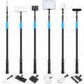 AquaMiracle 6 in 1 Aquarium Cleaning Tool Kit Fish Tank Cleaning Kit for 20-160 Gallon Tank with Telescopic Long Handle, Algae Scraper, Scrubber Pads, Tube Cleaner, Fish net, Gravel Rake