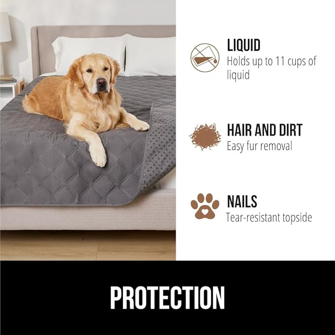 GORILLA GRIP Waterproof Couch Cover for Dogs, Gripped Slip Resistant Backing, Leak Proof Washable Dog Blanket Covers Sofa, Bed, Sectional, Crate, Car, RV Seats, Pet Puppy Essentials, 30x70 Charcoal
