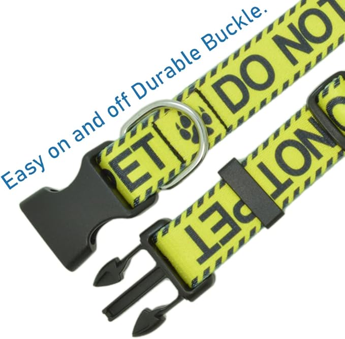 DWOOFG Dog Collar for DO NOT PET, Sturdy Durable with Buckle, Yellow Dog Collars for Small Medium Large Dogs, Premium Adjustable Polyester Pet Collar