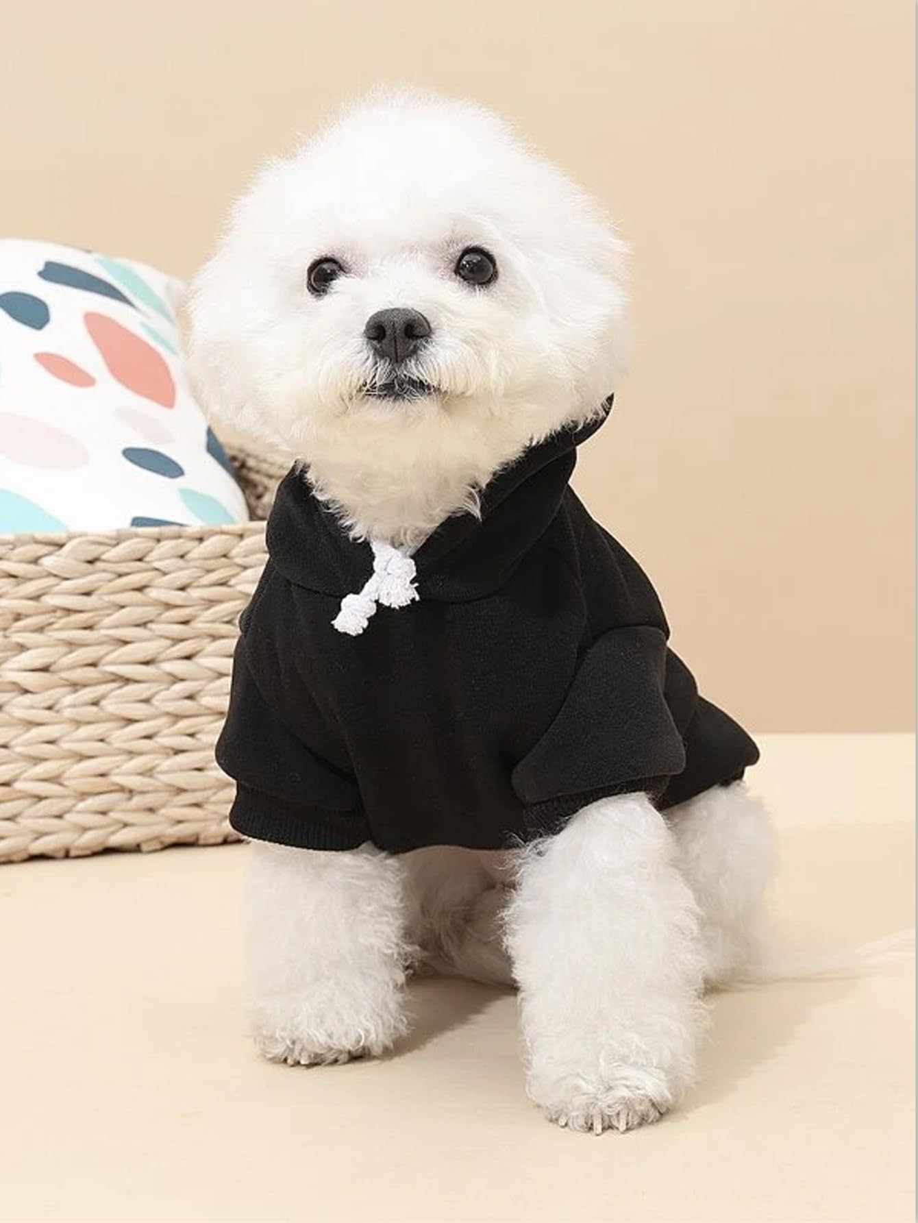 QWINEE Basic Dog Hoodie Sweatshirt Puppy Sweater Warm Cat Costumes Pet Clothes for Chihuahua Puppy Kitten Small Medium Dogs Black and Pink Large
