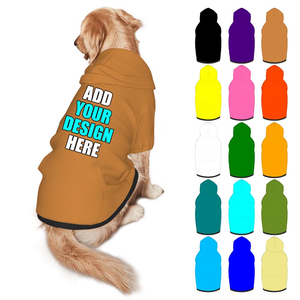 Mynvzrk Personalized Dog Hoodie Customized with Name Photo Pet Warm Sweater Hoodie for Medium Large Dogs & Cat Puppy, Indigo, XXL