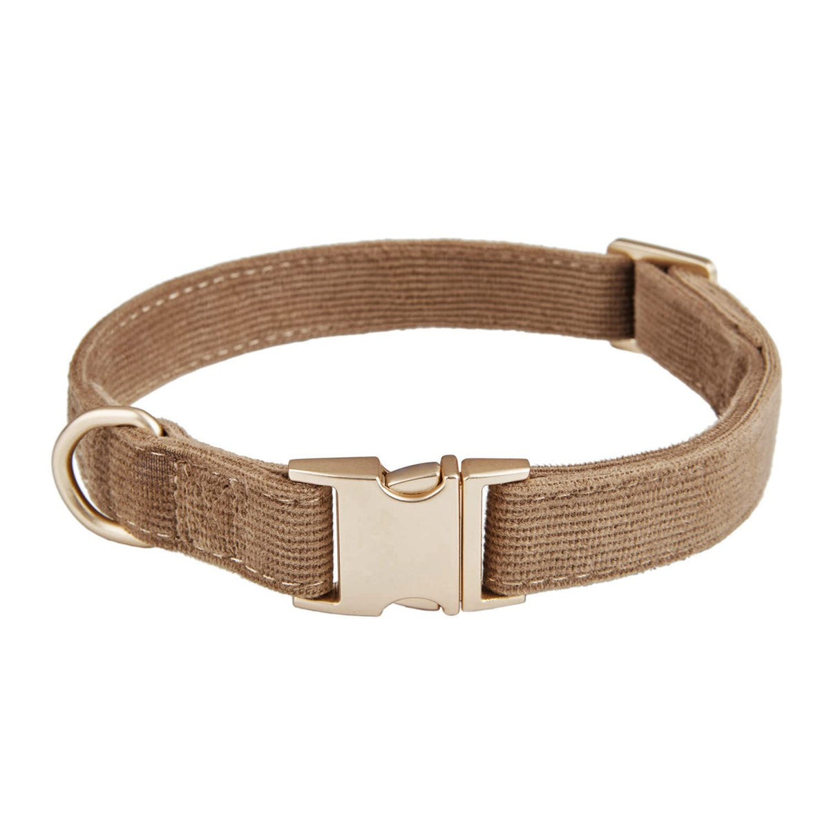 YUDOTE Soft Cotton Dog Collar with Metal Buckle Adjustable Heavy Duty Comfy Corduroy Collars for Small Medium Large Dogs,Light Pink,Large