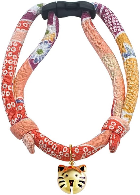PetSoKoo Cat Collar with Kitty Face Bell. Cute Japan Chirimen Kitten Collar. Soft & Lightweight.