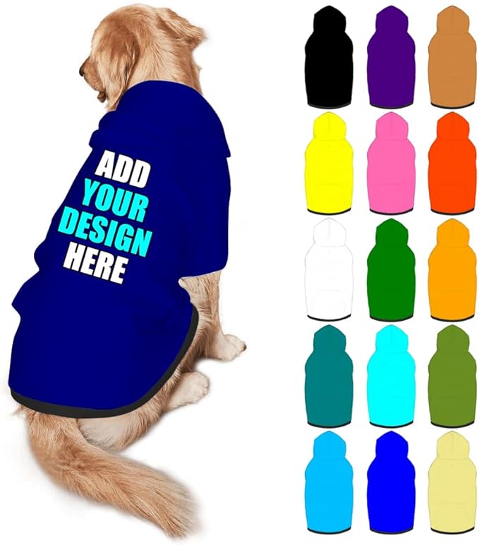 Customized Dog Hoodie with Name Logo Personalized Text Soft & Warm for Puppy Sweatshirt Hooded for Small Medium Large Dogs Girl/Boy Cats/Kitten, Navy, S