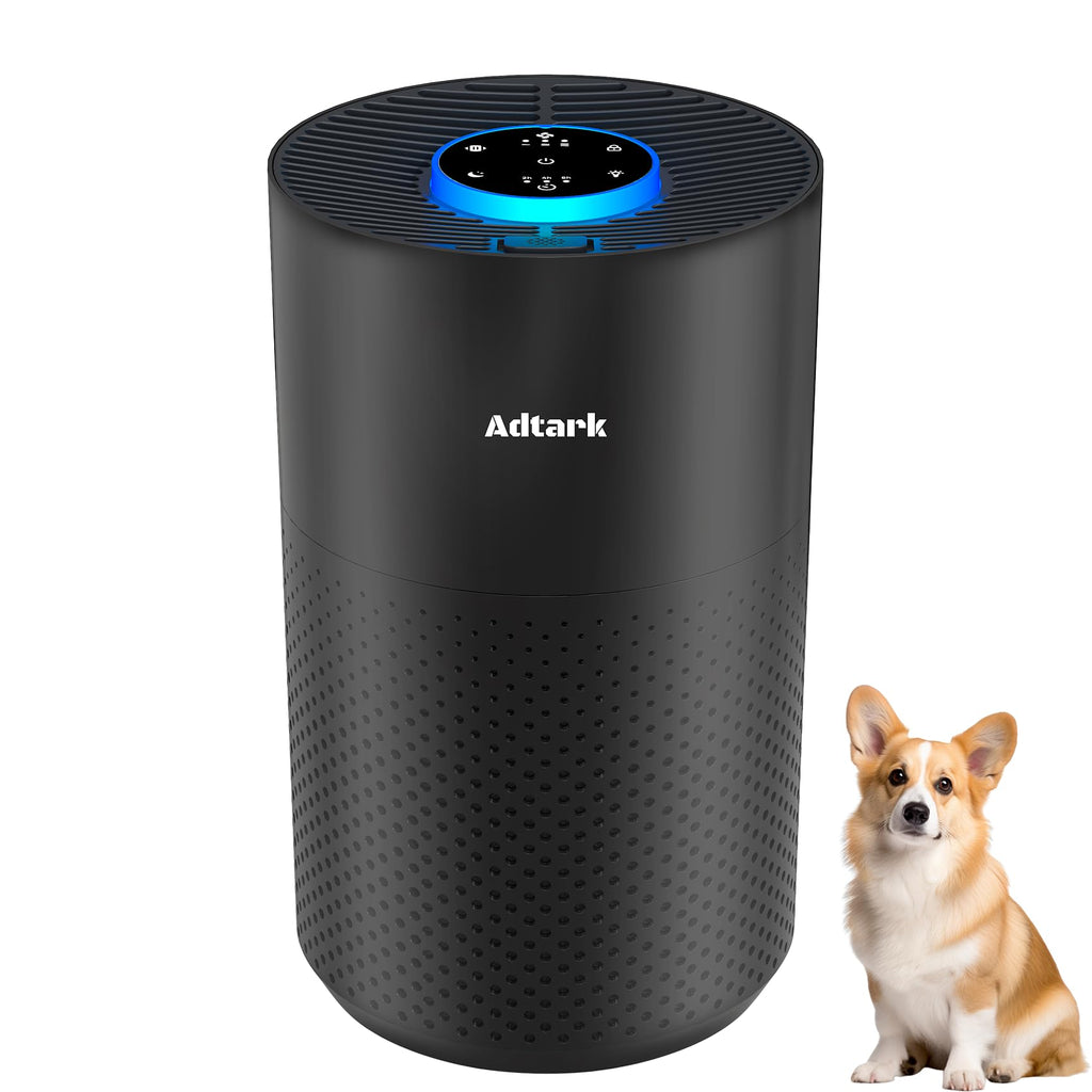 Air Purifiers for Home Bedroom, ADTARK Air Cleaner with 3-in-1 Filter, Sleep Mode & Aroma Function, 3 Light Modes, Room Air Purifier with 3 Timer for Office, Dorm, Hotel (Black)