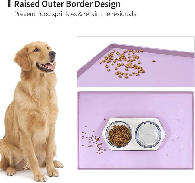 Silicone Dog Food Mat Waterproof Pet Feeding Tray for Small Medium Dogs