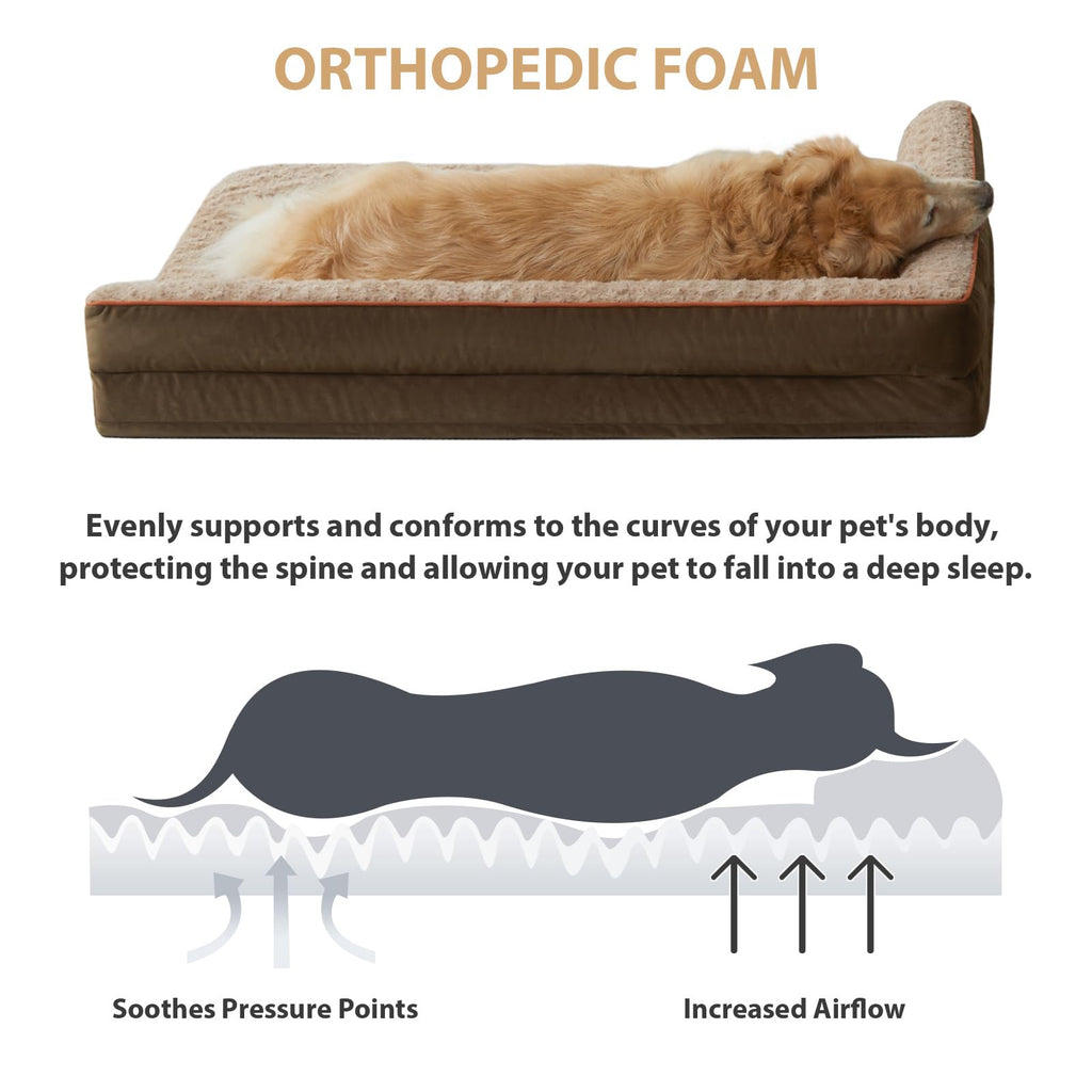 BFPETHOME Orthopedic Washable Dog Bed, Sleeping Couch for Large Senior Dogs