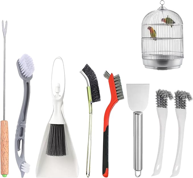 TOAINRSI Bird Cage Cleaning Brush Tool Set, Bird Cage Cleaner, Suitable for Bird Cages, Rabbit Cages, Hamster Cages, Parrot Cages, and Other Small Pet Cage Accessories