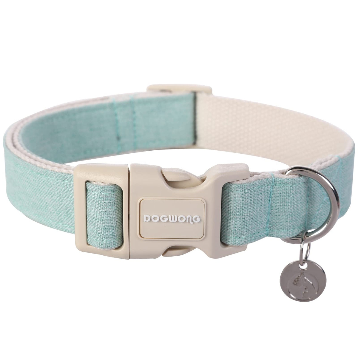 DOGWONG Cotton Hemp Dog Collar, Heavy-Duty Khaki Dog Collar Adjustable Soft Natural Fabric Pet Cute Wedding Puppy Necklace for Small Dogs"