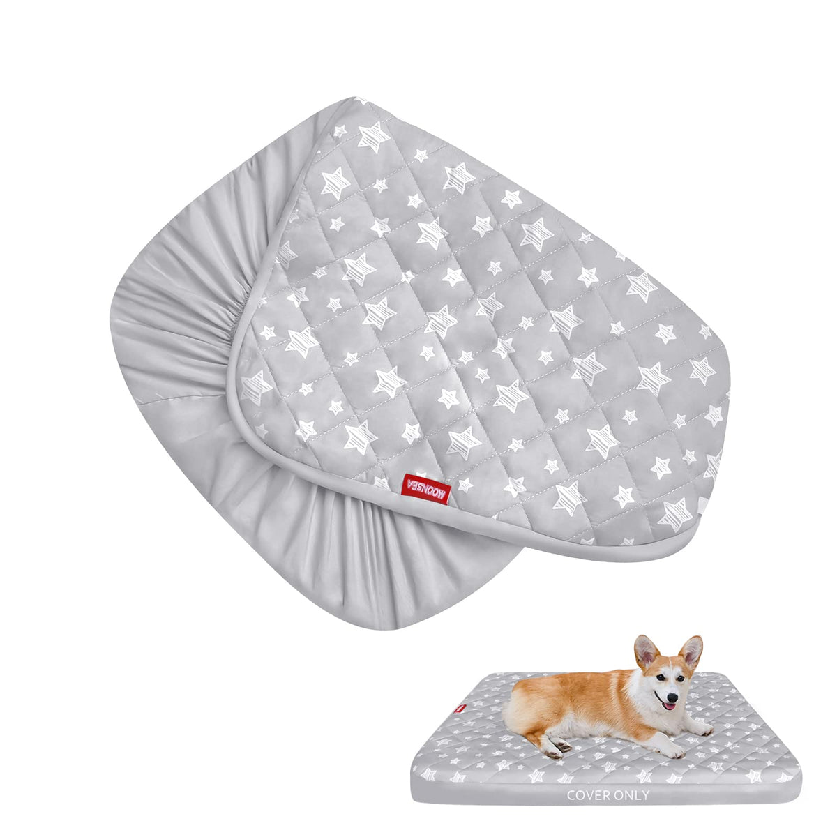 Waterproof Dog Bed Covers Replacement Lovely Grey Star Print, 35x44 Inches