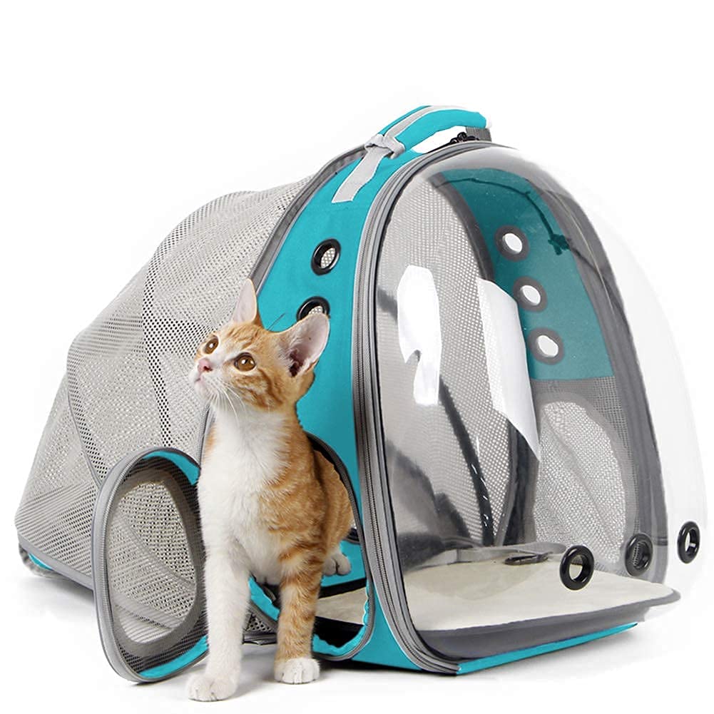 Back Expandable Cat Backpack Carrier, Fit up to 12 lbs, Space Capsule Bubble Window Pet Carrier Backpack for Cat and Small Puppy