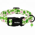 Astdogio St. Patrick's Day Dog Collar, Cute Dog Collars with Green Clover, Adjustable Cotton Pet Collars for Small Medium Large Dogs, Ideal for Puppy Girl Boy Female Male Dogs Gifts-XS