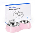 PetVillage Elevated Dog Bowls Set - Non-Slip Raised Pet Feeder with Medium (10 oz) & Large (20 oz) Stainless Steel Bowls - Includes Durable Resin Stand for Corgi Puppies and Adult Cats - Pink