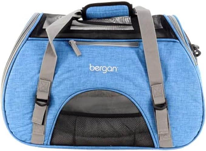 Coastal Pet Bergan Comfort Carrier - Breathable Travel Carrier for Dogs & Cats - Black & Grey, 16" x 8" x 11"