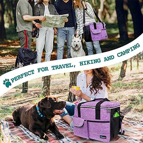 PetAmi Dog Travel Bag Organizer, Pet Supplies Tote Diaper Bag, Purple Large