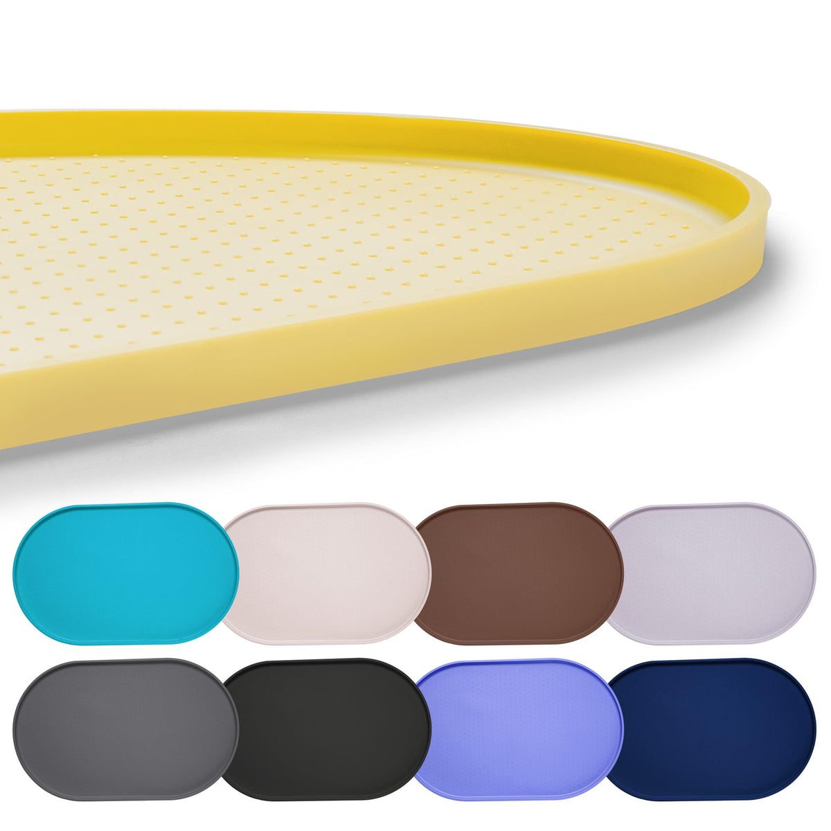Hubulk 100% Waterproof Silicone Pet Feeding Mat with Raised Edge for Food and Water, Dog Bowl Mats, Cat Bowls Placemat with High Lip Protects Floor for Cats and Dogs (Black, 19" L x 12" W)