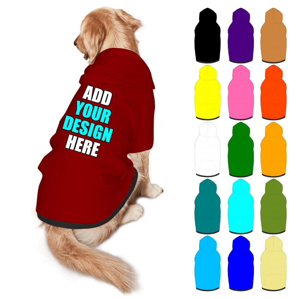 Mynvzrk Personalized Dog Hoodie Customized with Name Photo Pet Warm Sweater Hoodie for Medium Large Dogs & Cat Puppy, Indigo, XXL