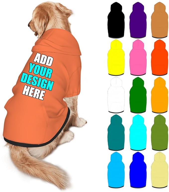 Custom Dog Hoodie Personalized Photo Text Logo Name Dog Clothes, Soft & Warm for Puppy Sweatshirt Hooded for Small Medium Large Dogs Girl/Boy Cats/Kitten, Coral, L