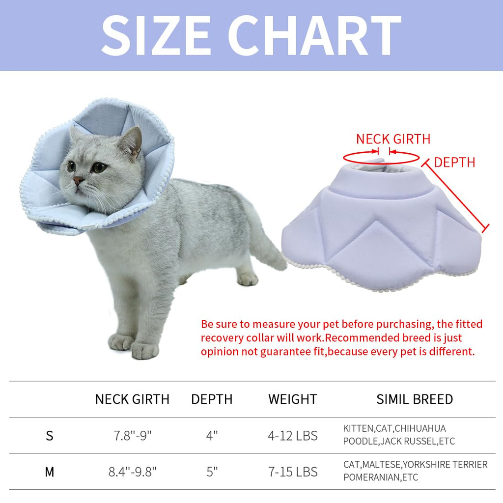 WZ PET Soft Cat Recovery Collar,Adjustable Dog Cat Cone,Dog Protective Cone Collar After Surgery,for Cats and Small Dogs,Medium,Blue