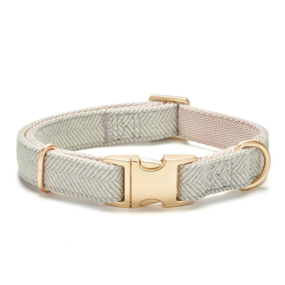 YUDOTE Soft Cotton Dog Collar with Metal Buckle Adjustable Heavy Duty Comfy Corduroy Collars for Small Medium Large Dogs,Light Pink,Large
