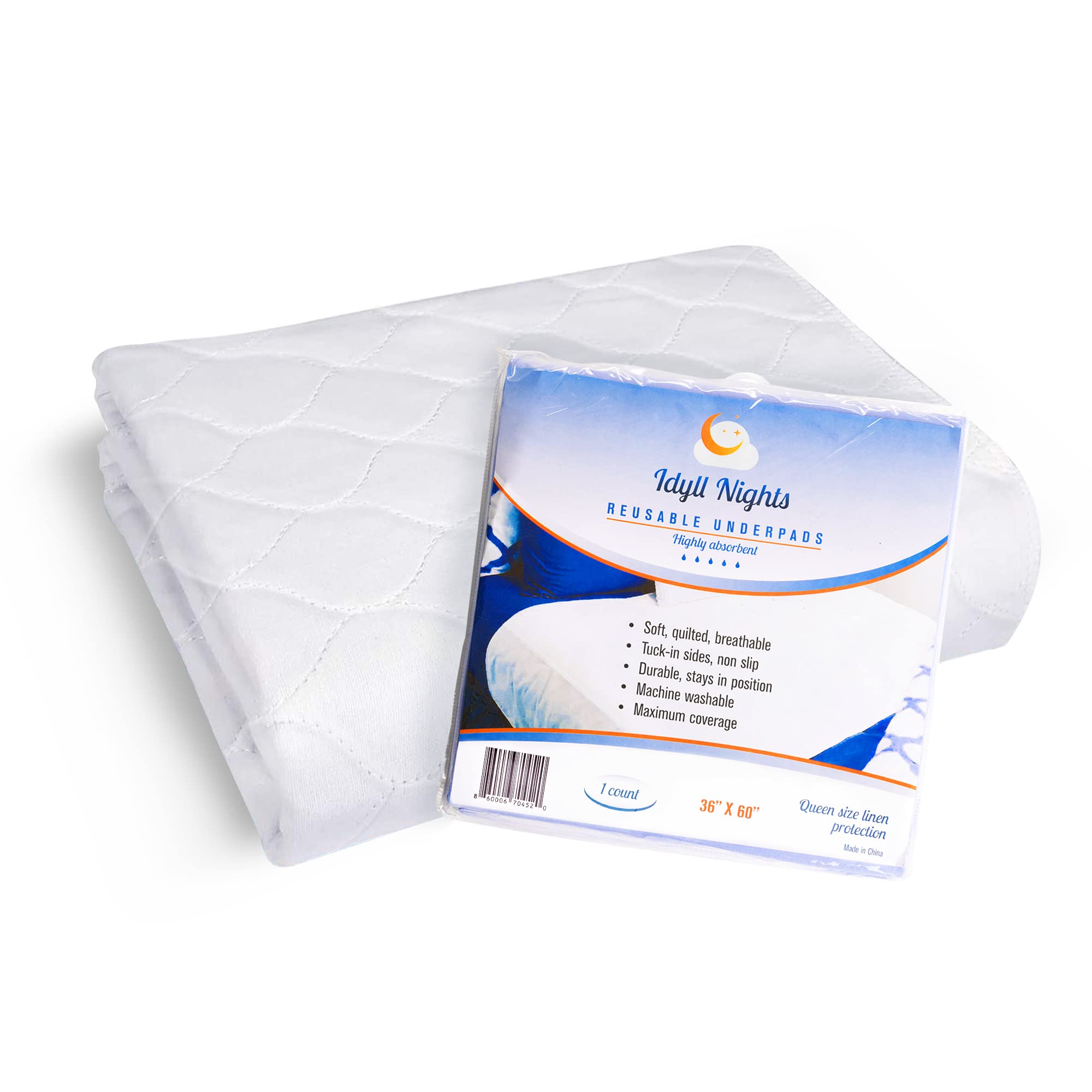 Washable Incontinence Bed Pad 36x60 – Soft, Absorbent & Waterproof Mattress Protector with Tuck-in Sides – Reusable Full/Queen Size Underpads for Kids, Adults, Seniors & Pets