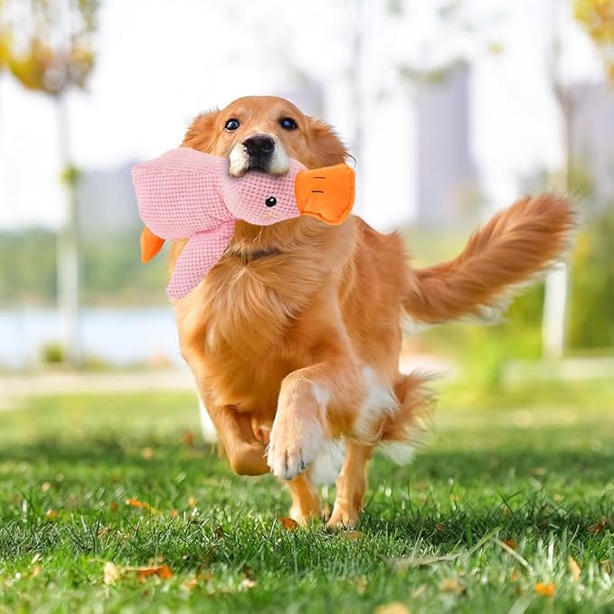 Dog Toys for Aggressive Chewers,2025 Upgraded Dog Chew Toys for Small Large Dogs,Indestructible Puppy Teething Toys,Plush Yellow Stuffed Duck Toy (Yellow+Pink, Medium)