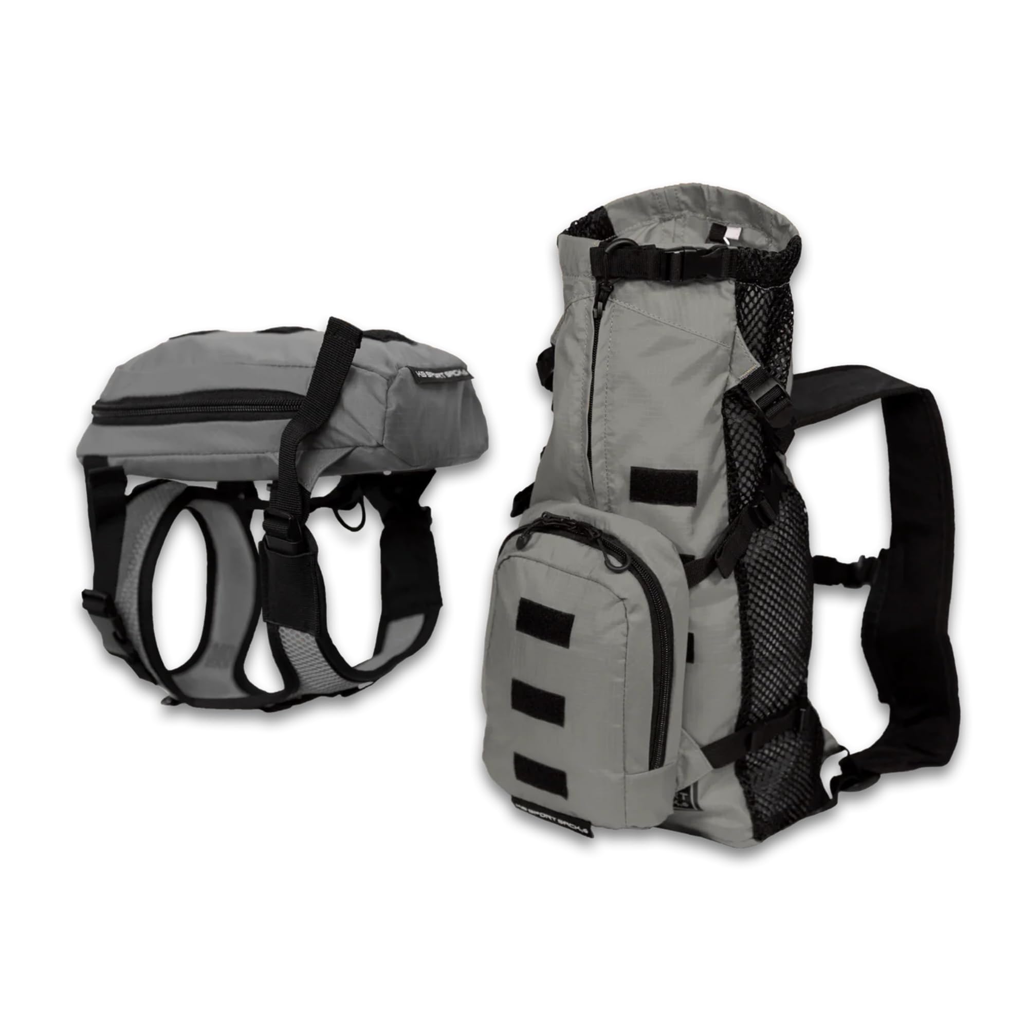 K9 Sport Sack Walk-On - Small, Shark Skin Gray - Ideal for Dogs with 13-16” Back Length - Lightweight, Packable, Backpack-Style Carrier - Includes Compatible Harness & Storage Bag
