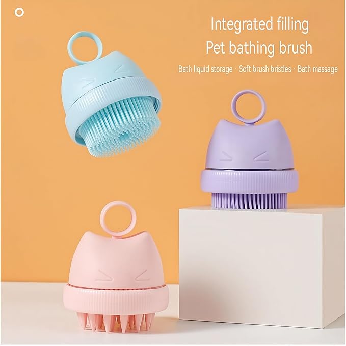 Silicone Cat Bath Brush, Pink
