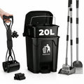 AXINCANAAN 20L Dog Poop Trash Can Outside with Pooper Scooper, Inner Bucket, Stainless Steel Dustpan, Rake & Shovel, Waste Bags for Dog Poop Disposal