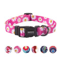 QQPETS Adjustable Soft Dog Collar: Print Flower Pink Multicolor Cute Patterns for XS Small Medium Large Pet Girl Boy Puppy Walking Running Training (XS, Small Daisies)