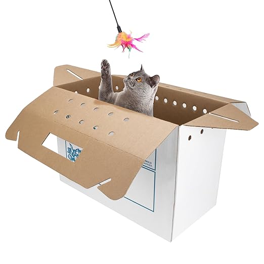 Disposable Cardboard Pet Carrier 12/Case | Sturdy Corrugated Cardboard Carrier | 17.5" L x 12.25" H x 8.75" W