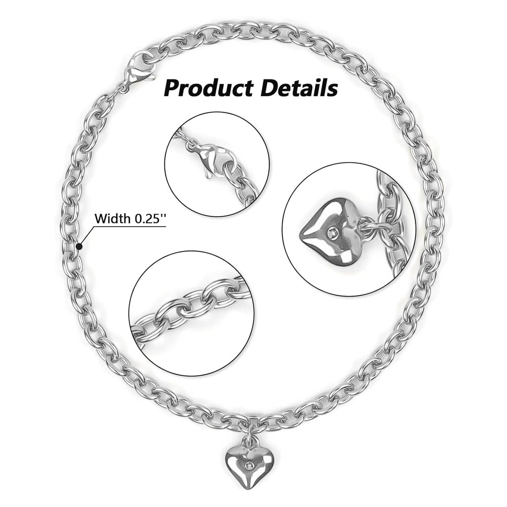 HOWWFALY Dog Collar and Cat Chain Necklace Stainless Steel Adjustable 18K Sliver Heart-Shaped Necklace for Small Pets Cats Kitten Puppy (Sliver, 7 inch)