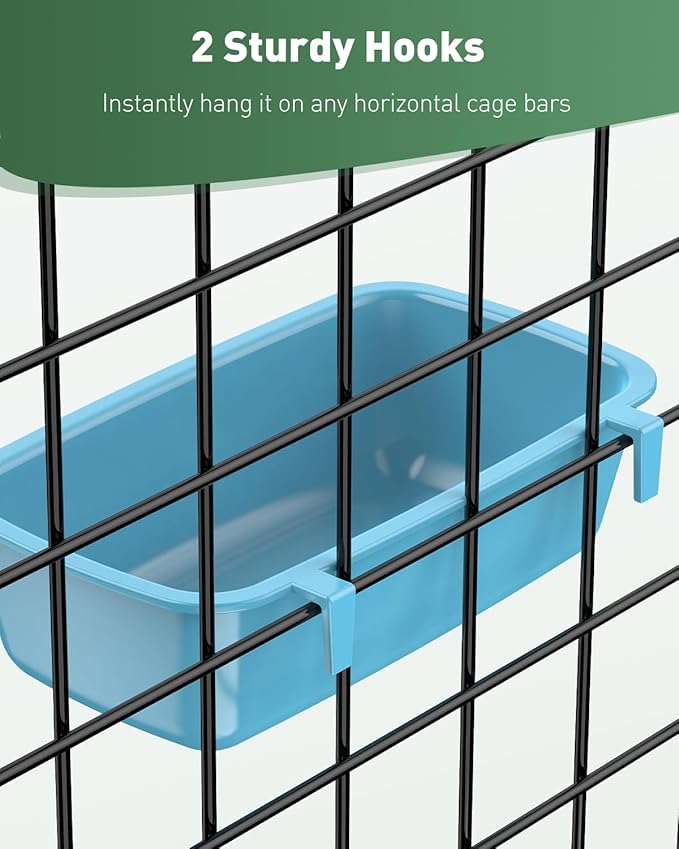 Pawfly Hanging Feeder, Food and Water Container, 6 Pcs Plastic Keepers for Cages Rabbit, Feeding Dishes Coop Cups for Parrots Hamsters Guinea Pigs & Other Small Pets
