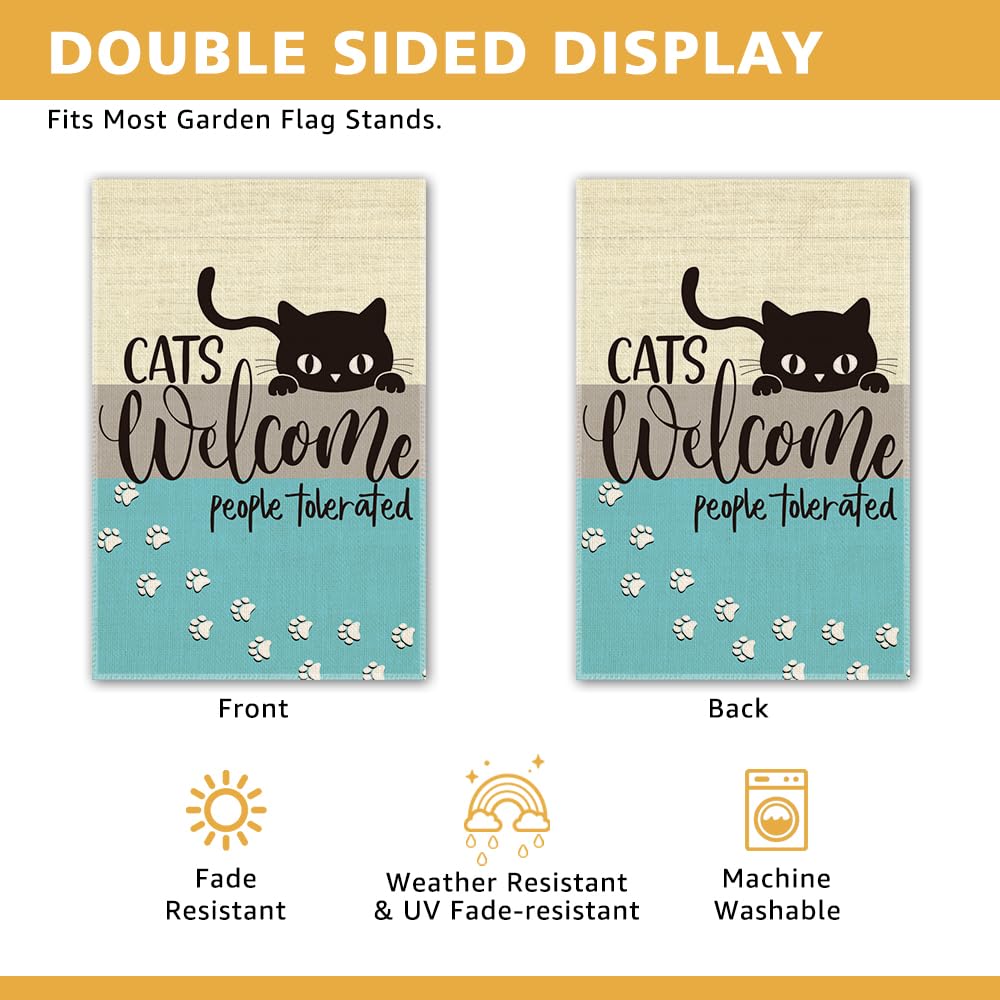 JMYROG Cats Welcome Garden Flag for Outside, Cottagecore Cat Yard Sign