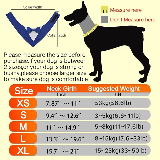 Dog Wedding Bandana, Formal Dog Tuxedo Adjustable Pet Collar with Bow, Small, Medium and Large Dog Wedding Clothing, Birthday Gifts for Dogs (Large, Black)