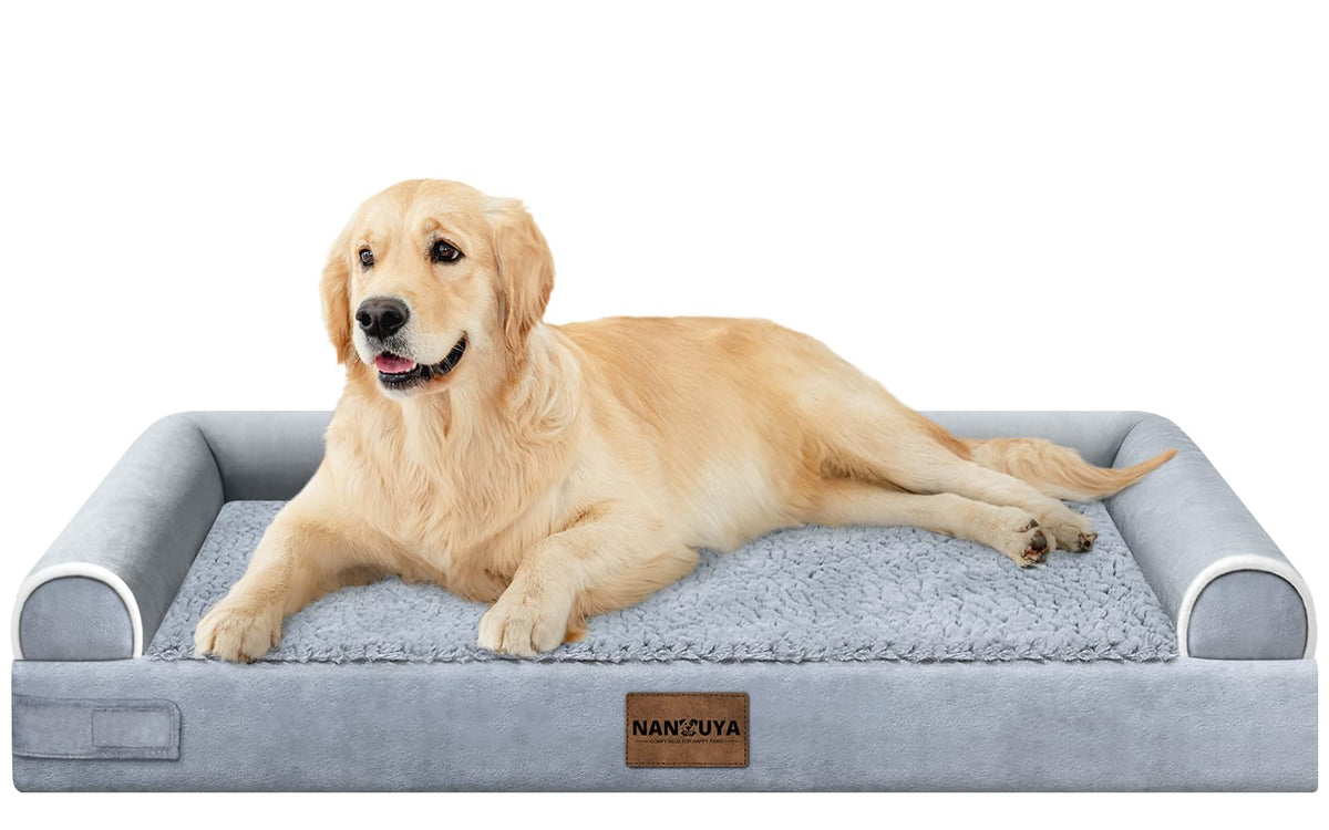 NANUYA Orthopedic Dog Bed for Jumbo Dogs, 48 x 33 Inch, Light Grey