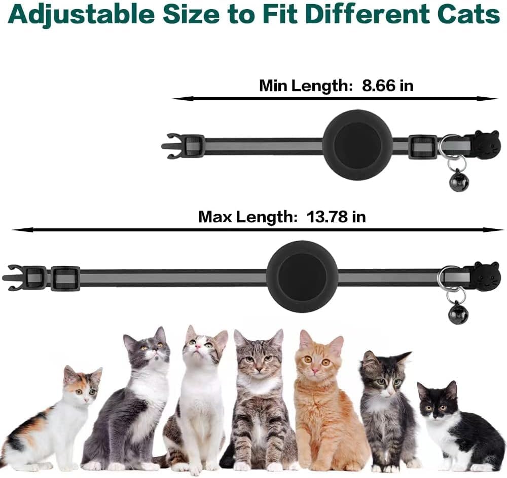AirTag Cat Collar with AirTag Holder, Breakaway Reflective Cat Tracker Collar with Bell by AmazeGoods