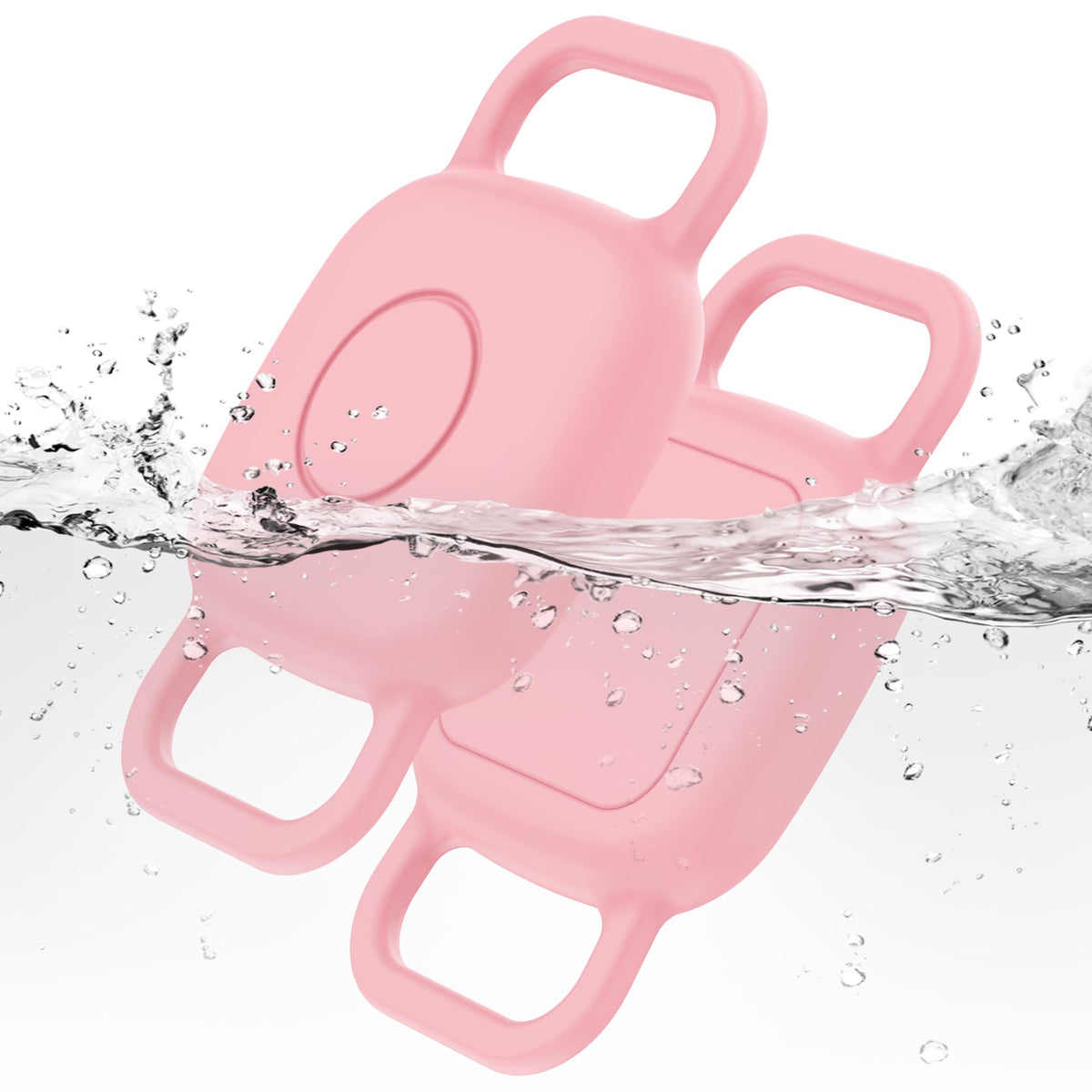 DDJ Waterproof Dog Collar Holder for Life360 Tile Mate Tracker, 2-Pack Durable Silicone Cover, Anti Lost for Life 360 Tile Tracker Case for Cat & Pet Collars, Easy Installation, Lightweight, Pink